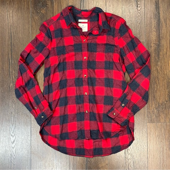 American Eagle Outfitters AE Ahh-mazingly Soft boyfriend flannel SZ SM - Picture 2 of 5